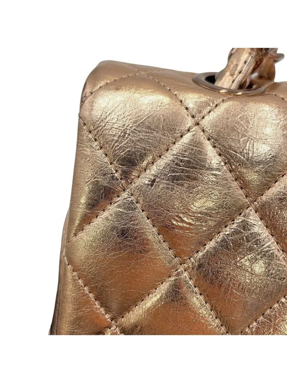 Chanel Chain Shoulder Bag Quilted 25 Double Flap Metallic Calf Leather Mobile